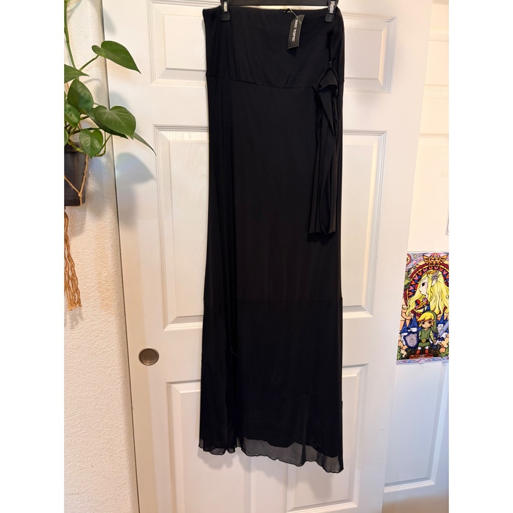 Hot Topic Cosmic Aura Womens 2X Black Strapless Mesh Mermaid Maxi Dress NWT